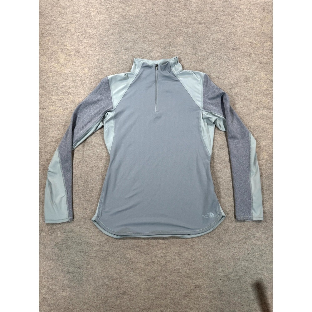 The North Face FlashDry Top Womens Medium Gray 1/4 Zip Raglan Sleeve Mock Neck